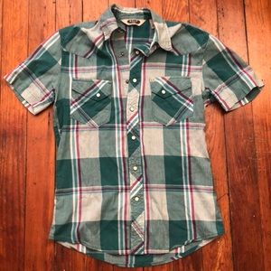 Plaid short sleeve button down